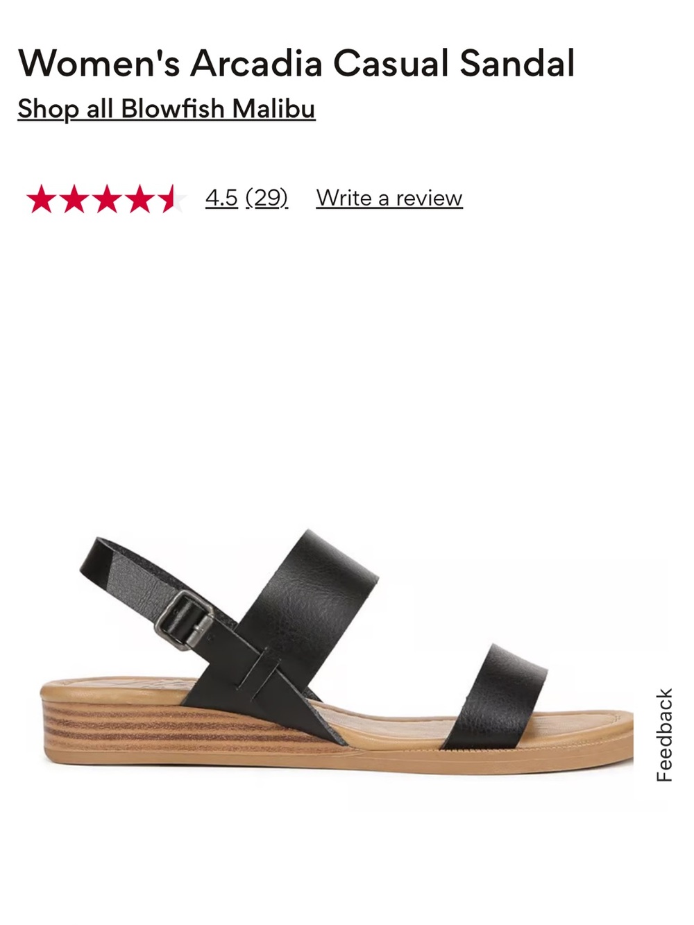 Blowfish Women's Arcadia Black Two-Strap Casual Sandal